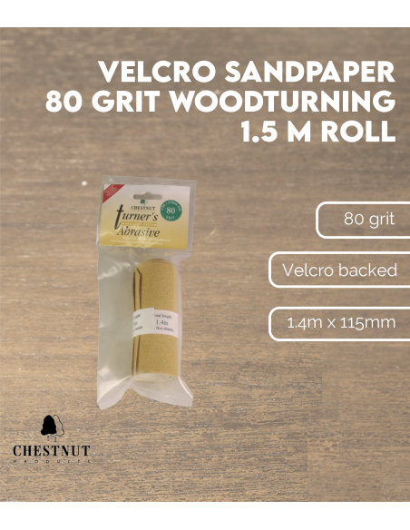 Velcro Sandpaper 80 Grit - Woodturning, 1.5 m Roll | Maderas Barber