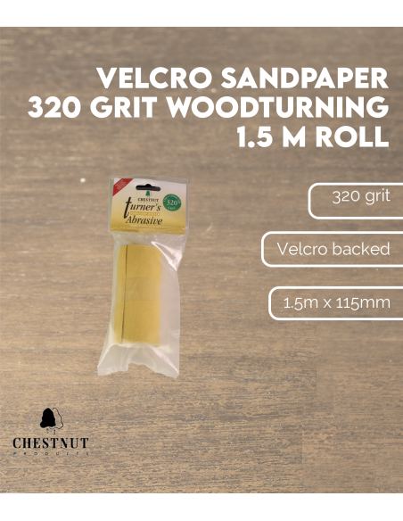 Velcro Sandpaper 320 Grit - Woodturning, 1.5 m Roll | Maderas Barber