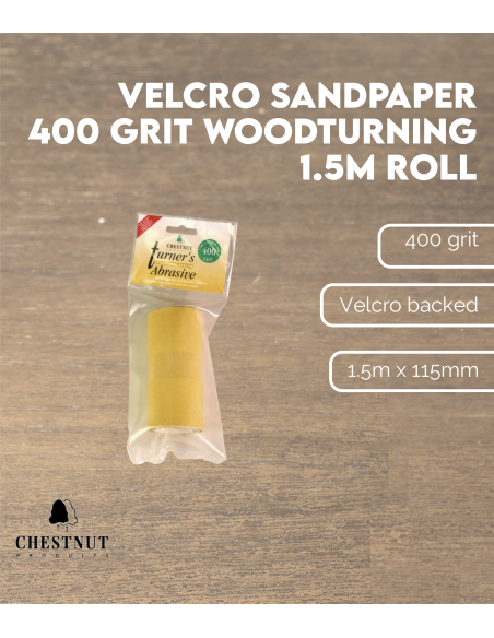 Velcro Sandpaper 400 grit - Woodturning, 1.5m Roll | Maderas Barber