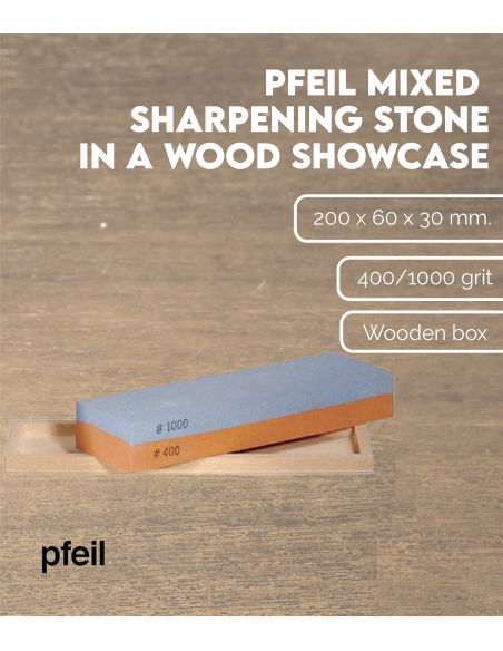 Pfeil Mixed Sharpening Stone in a wood showcase (400/1000) | Maderas