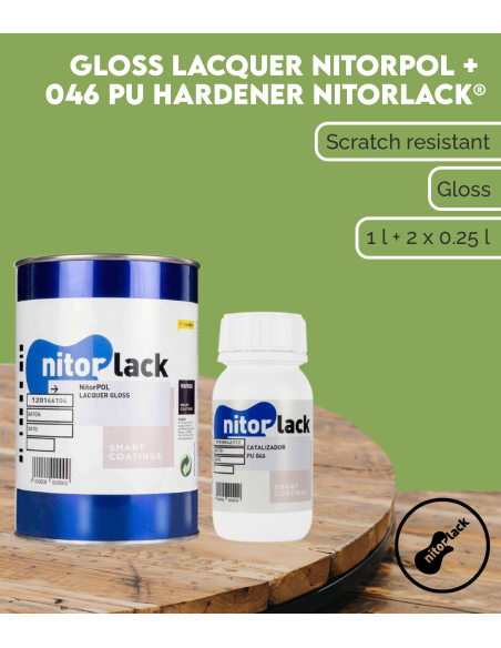 Laque Brillante NITORPOL (1l) +  Durcisseur PU 046 NITORLACK® (2x0,25l)