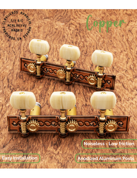 Aparicio Classical Guitar Machine Head Sevilla Model Copper/Ivory | Maderas Barber
