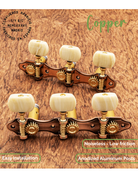 Aparicio Classical Guitar Machine Head Murcia Model Sterling Copper/Ivory | Maderas Barber