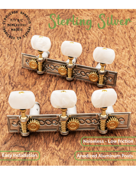 Clavijero Aparicio Guitarra Clásica Modelo Sevilla Plata de Ley/Nácar | Maderas Barber