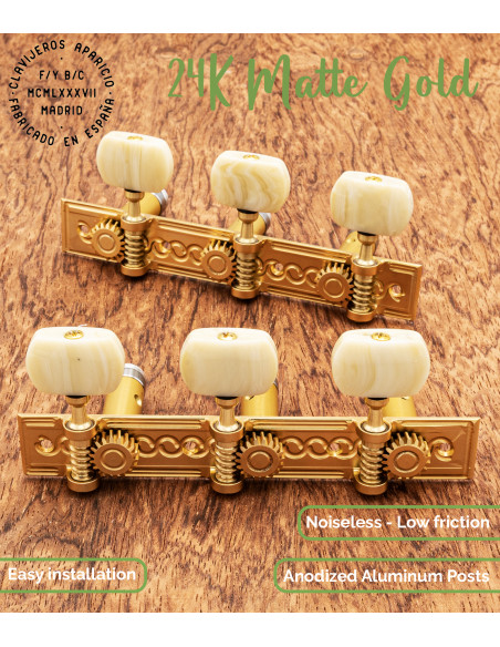Clavijero Aparicio Guitarra Clásica Modelo Sevilla Oro Mate 24K/Marfil | Maderas Barber