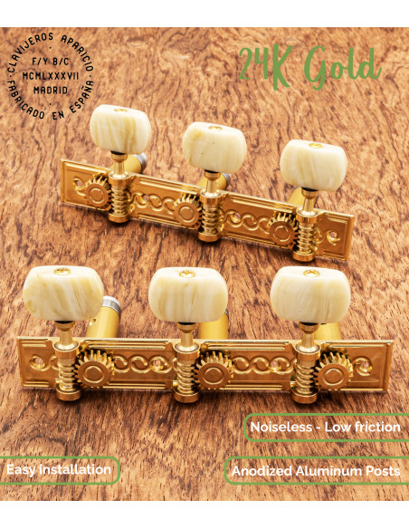 Clavijero Aparicio Guitarra Clásica Modelo Sevilla Oro 24K/Marfil | Maderas Barber