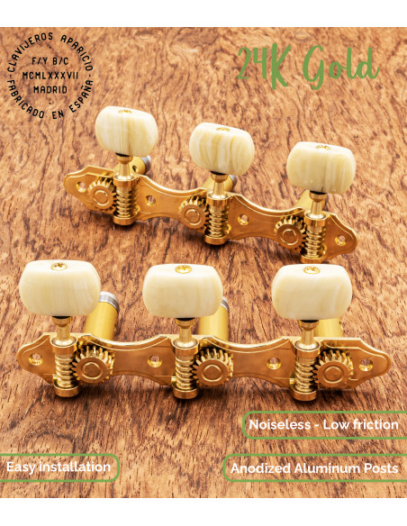 Aparicio Classical Guitar Machine Head Murcia Model 24K Gold/Ivory | Maderas Barber