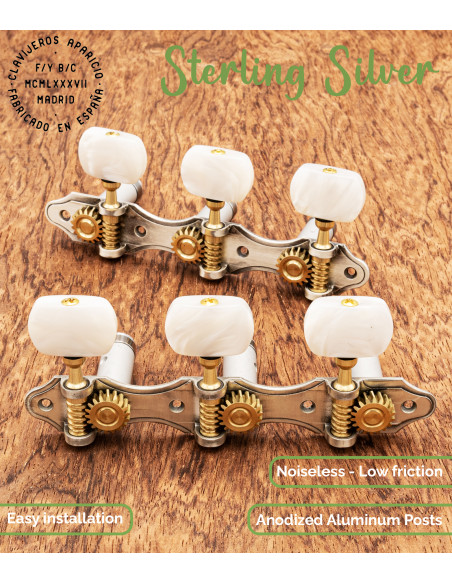 Mécanique Aparicio Guitare Classique Modèle Murcia Argent Sterling/Nacré | Maderas Barber