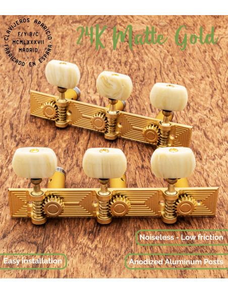 Mécanique Aparicio Guitare Classique Modèle Cuenca Or Mat 24K/Ivoire | Maderas Barber