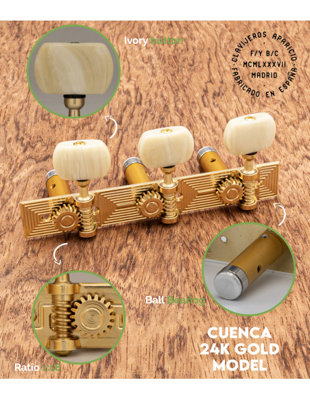 Mécanique Aparicio Guitare Classique Modèle Cuenca Or 24K/Ivoire | Maderas Barber
