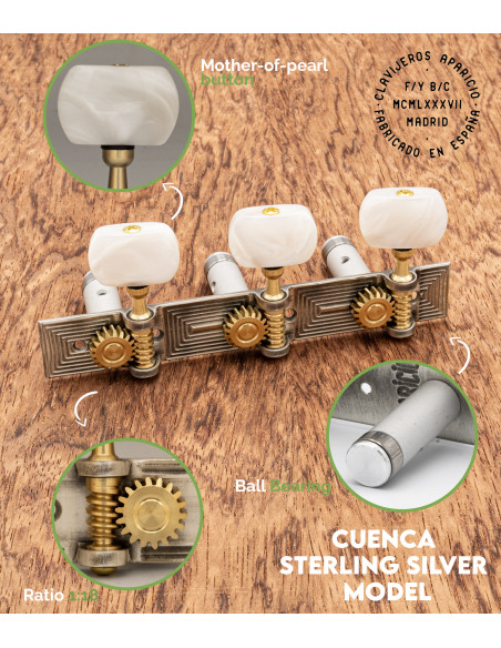 Mécanique Aparicio Guitare Classique Modèle Cuenca Argent Sterling/Nacré | Maderas Barber