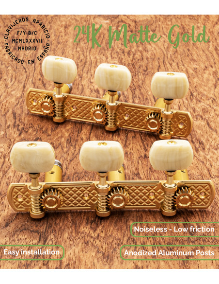 Clavijero Aparicio Guitarra Clásica Modelo Toledo Oro Mate 24K/Marfil | Maderas Barber