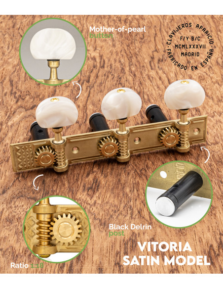 Mécanique Aparicio Guitare Classique Modèle Vitoria Satiné/Nacré | Maderas Barber