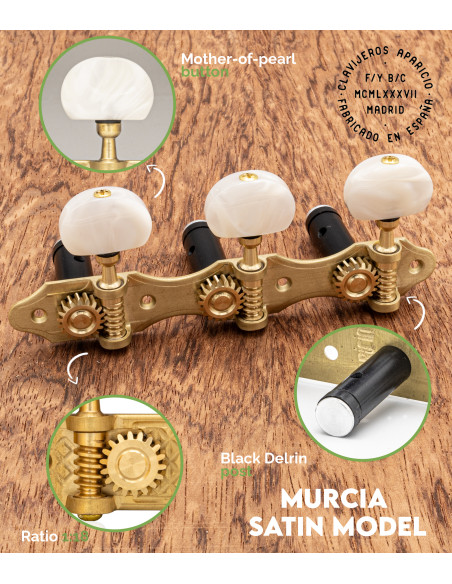 Mécanique Aparicio Guitare Classique Modèle Murcia Satin/Nacré | Maderas Barber