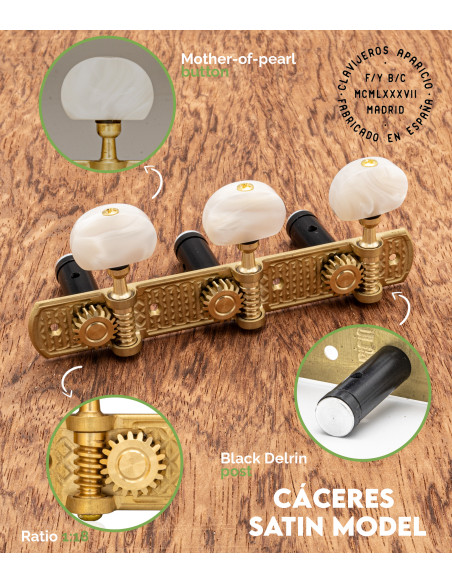 Mécanique Aparicio Guitare Classique Modèle Cáceres Satiné/Nacre | Maderas Barber