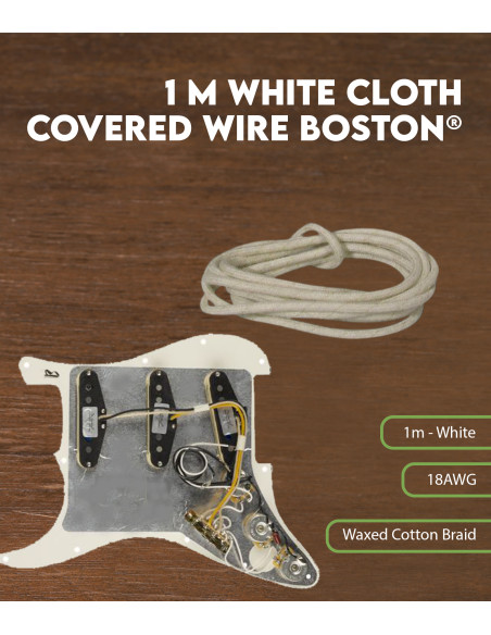 Câble 1 m revêtement textile blanc Boston®