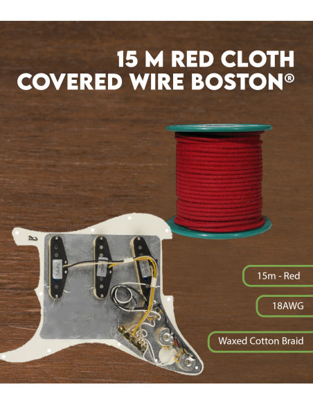 Características Cable 15 m recubierto en tela roja Boston®