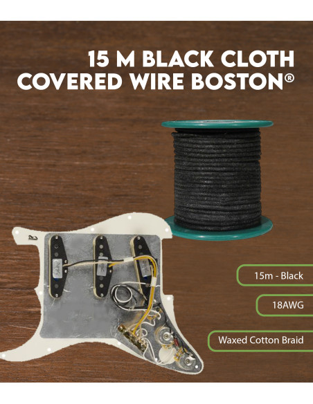 Buy 15 m black cloth covered wire