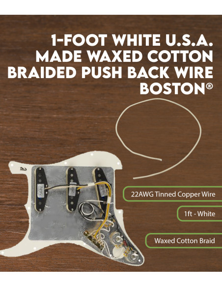 Câble tressé en coton blanc ciré de 1 pied Boston®