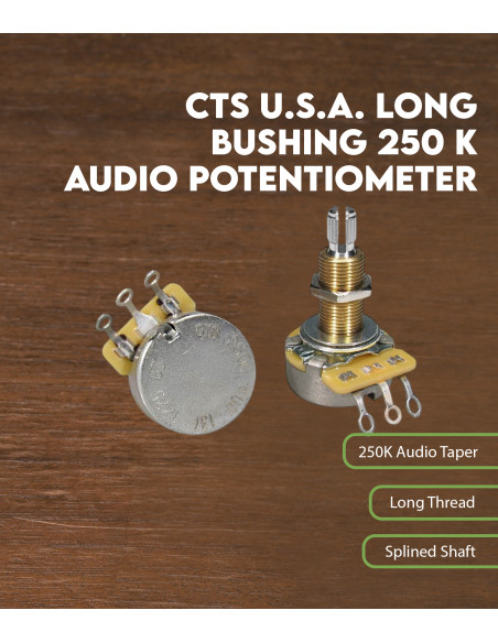 CTS U.S.A. long bushing 250 K audio potentiometer | Maderas Barber