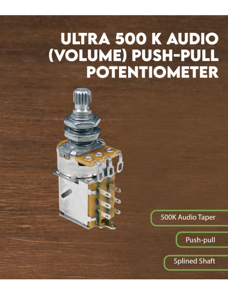 Características Potenciómetro push-pull ultra 500 K de audio (volumen)