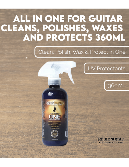 Características Todo en uno para guitarra limpia, pule, encera y protege 360ml