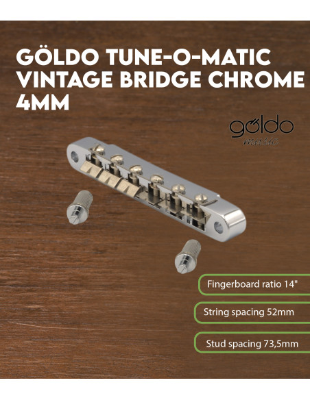 Chevalet Tune-O-Matic 4mm Vintage Chromé