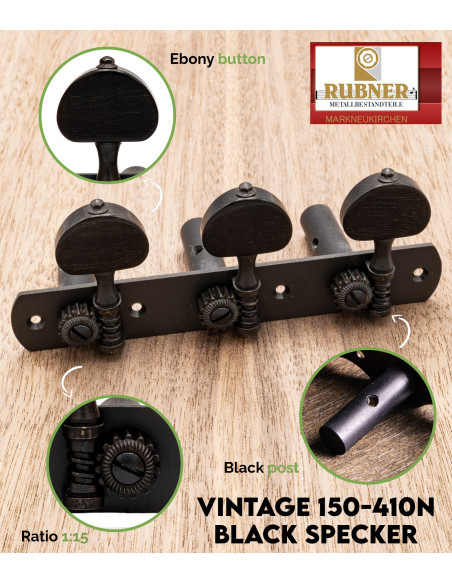 Clavijero Rubner Vintage 150-410N Black Specker Guitarra Clásica | Maderas Barber