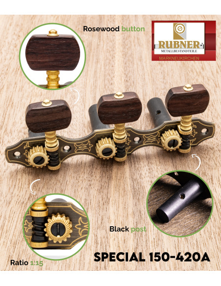 Mécanique Rubner Vintage 150-420a pour Guitare Classique | Maderas Barber