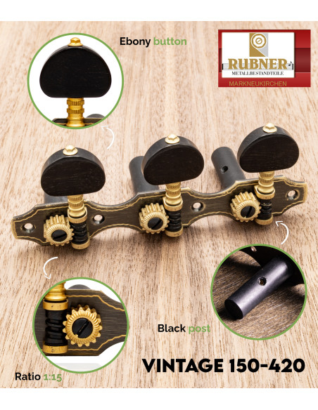 Rubner Vintage 150-420 Classical Guitar Machine Head | Maderas Barber