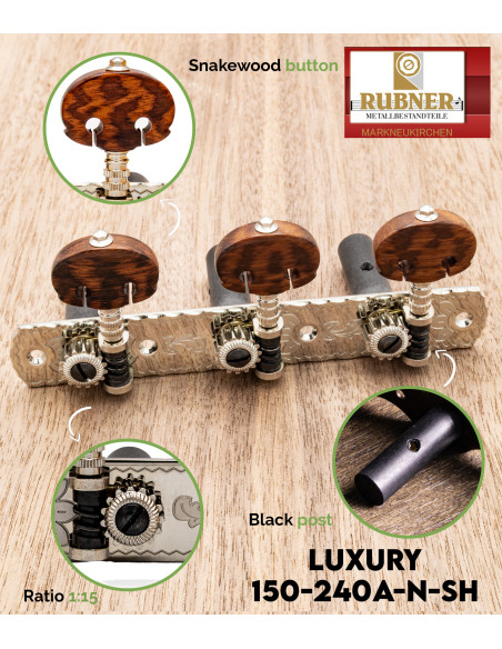 Mécanique Rubner Luxury 150-240a-SH pour Guitare Classique | Maderas Barber