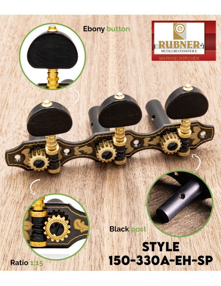 Mécanique Rubner Style 150-310a-N-EH-SP pour Guitare Classique | Maderas Barber