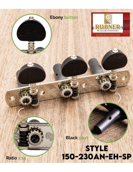 Clavijero Rubner Style 150-230a-N-EH-SP Guitarra Clásica | Maderas Barber