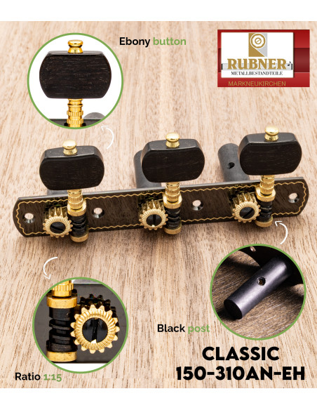 Rubner Classic 150-310a-N-EH Classical Guitar Machine Head | Maderas Barber