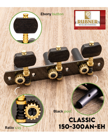 Rubner Classic 150-300a-N-EH Classical Guitar Machine Head | Maderas Barber