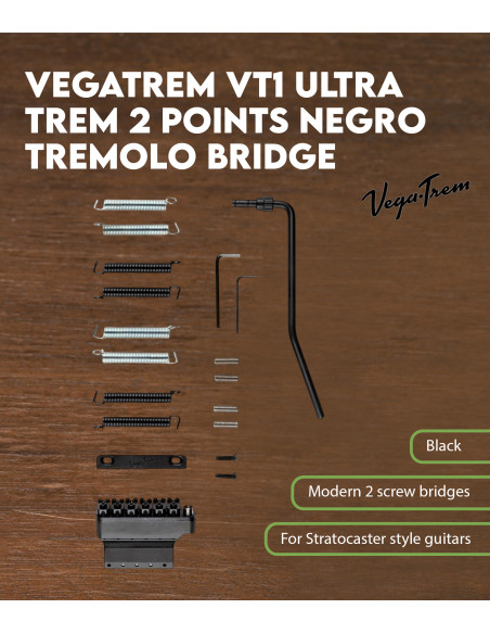 Vega-Trem VT1 Ultra Trem 2 points Negro Tremolo Bridge