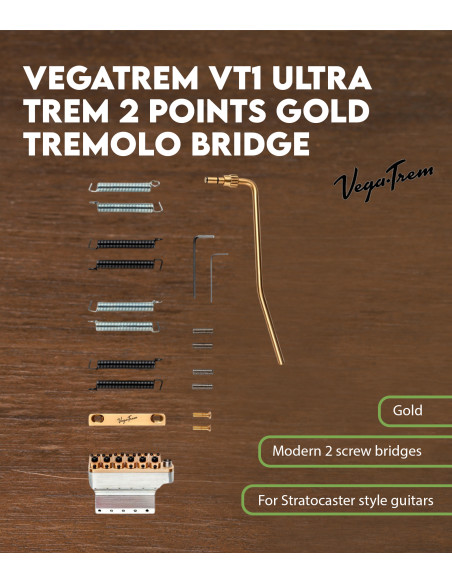 Chevalet Trémolo Vegatrem VT1 Ultra Trem 2 Pivots Doré