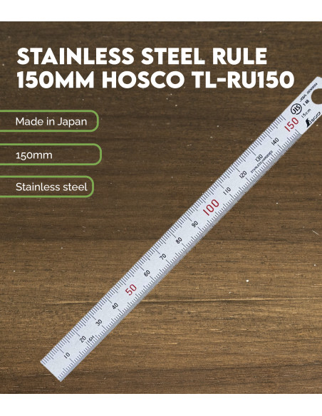 Stainless Steel Rule 150mm Hosco TL-RU150 | Maderas Barber