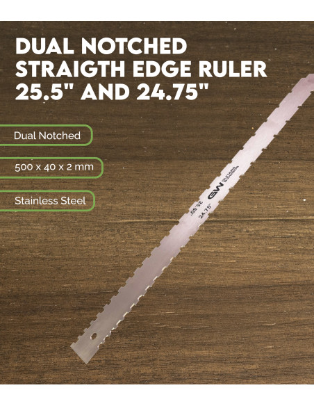 Dual Notched Straigth Edge Ruler 25.5" and 24.75" | Maderas Barber