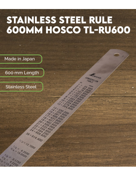 Stainless Steel Rule 600mm Hosco TL-RU600 | Maderas Barber