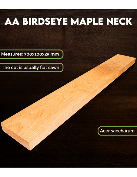 AA Birdseye Maple Neck 700x100x25 mm. | Maderas Barber