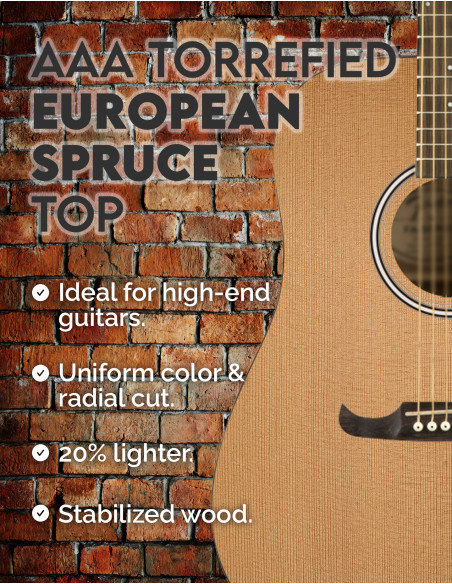 Torrefied AAA Grade European Spruce Acoustic Guitar Soundboard | Maderas Barber