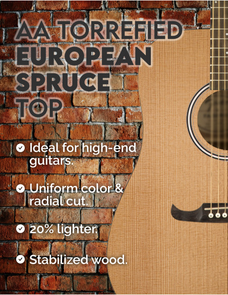Tables Épinette d’Européen Torréfiée AA Guitare Acoustique| Maderas Barber