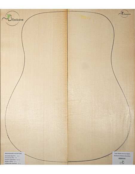 Tapa Abeto de los Alpes Nº 000034 Guitarra Clásica/Acústica MB Exclusive