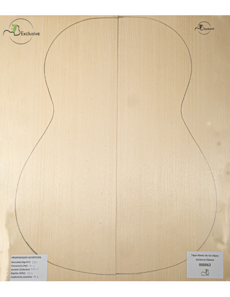 Tapa Abeto de los Alpes Nº 000062 Guitarra Clásica MB Exclusive