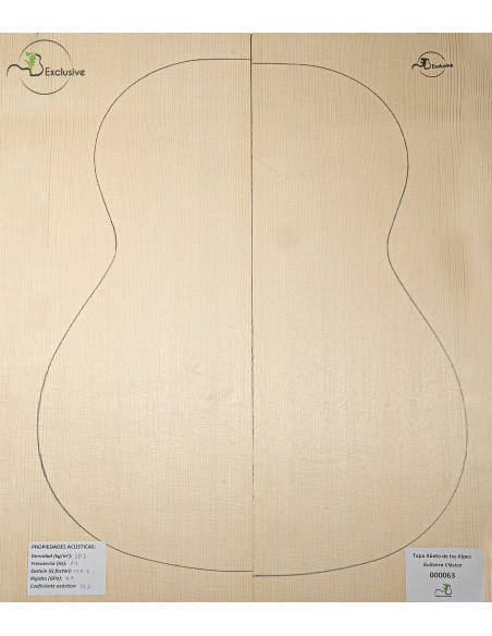 Table en Épicéa des Alpes Nº 000063 Guitare Classique MB Exclusive