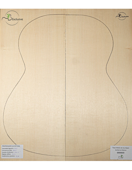 Table en Épicéa des Alpes Nº 000069 Guitare Classique MB Exclusive
