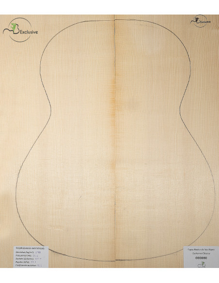 Table en Épicéa des Alpes Nº 000080 Guitare Classique MB Exclusive