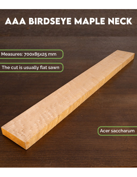 Manche Érable Moucheté AAA 700x85x25 mm | Maderas Barber