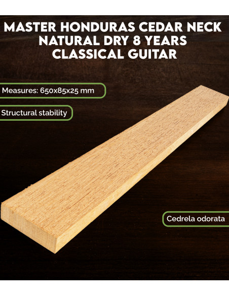 Master Honduras Cedar Neck Natural Dry 8 Years Classical Guitar | Maderas Barber
